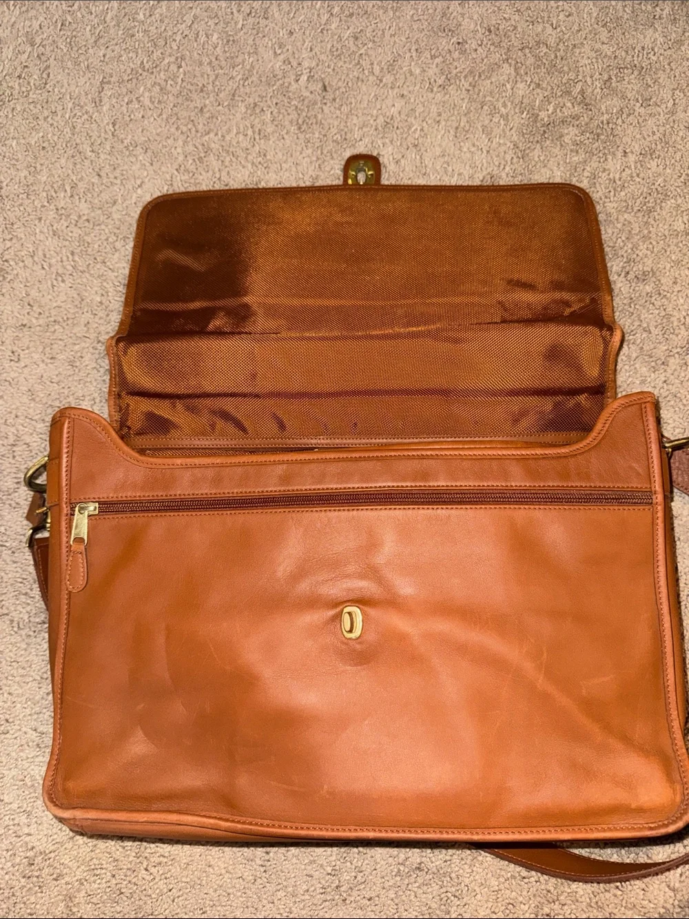 Coach Classic Brown Leather Messenger Bag with Shoulder Strap